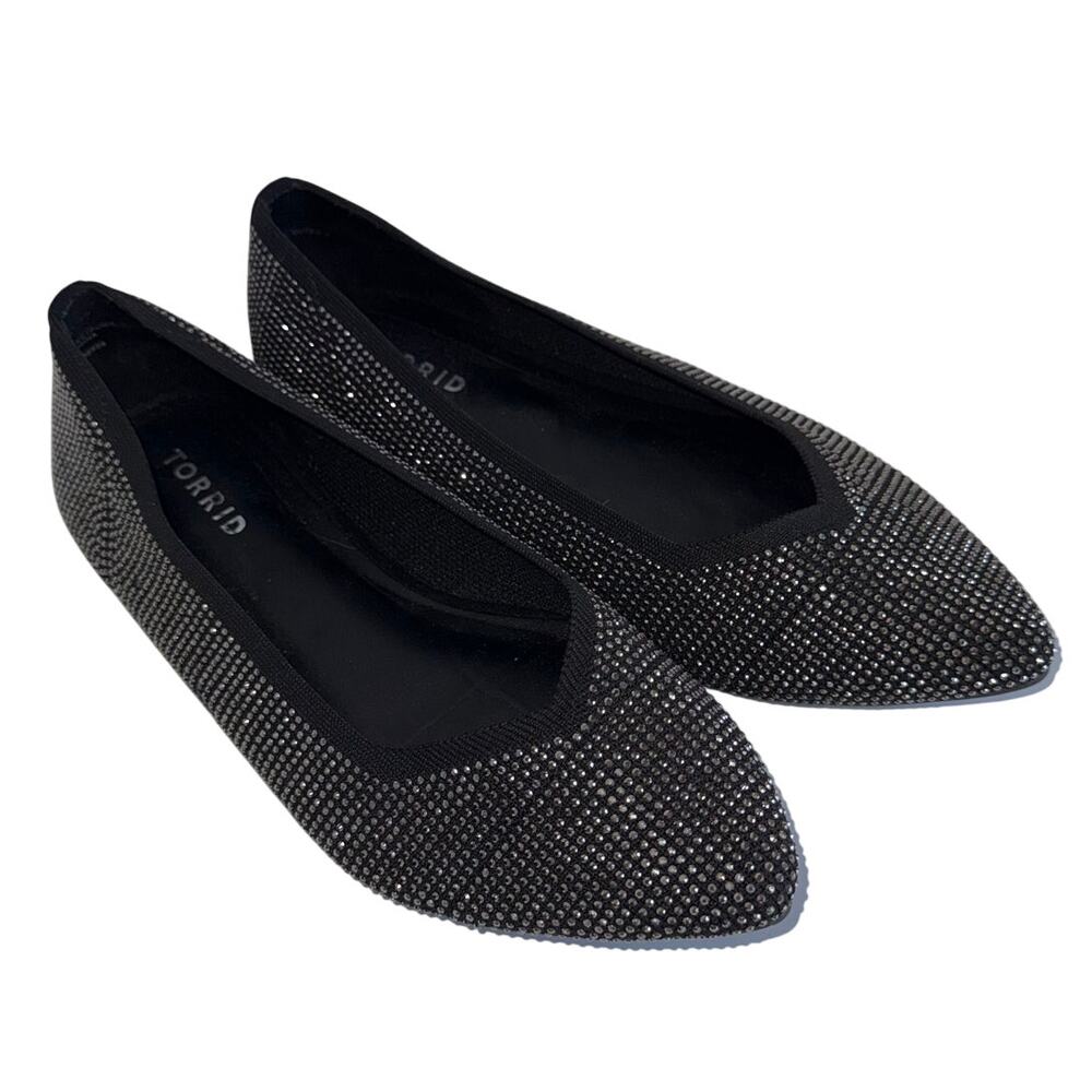 TORRID rhinestones pointed wide width special occasion party flats 9